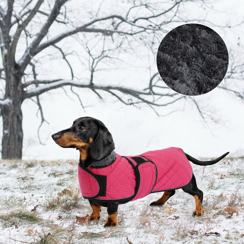 Warm Thermal Quilted Dachshund Coat, Dog Winter Coat with Warm Fleece Lining, Outdoor Dog Apparel with Adjustable Bands for Medium, Large Dog-Pink-M Pink - BeesActive Australia