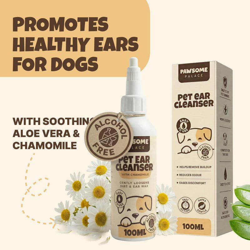 Dog Ear Cleanser for Dogs | Gentle Dog Ear Drops for cleaning |Soothing Itchy Ear Relief for Dogs| Helps Clean Wax Buildup and Odour