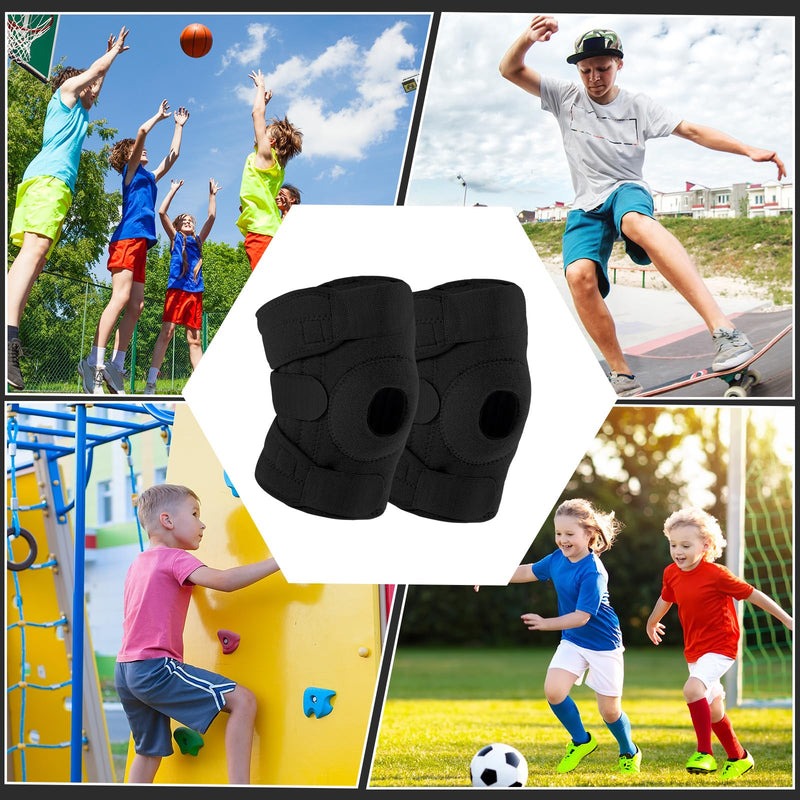 1 Pcs Kids Knee Brace with Side Stabilizers Patella Gel Pads Adjustable Straps Youth Child Knee Brace Support for Meniscus Tear Sports, Meniscus Tear (Black) 1 Black - BeesActive Australia
