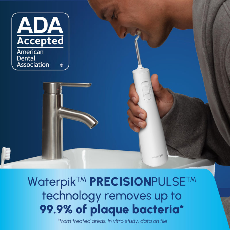 Waterpik Cordless Pulse 3100 Rechargeable Portable Water Flosser for Teeth, Gums, Braces Care and Travel with 2 Flossing Tips, Waterproof for Shower Use, ADA Accepted, WF-20 White, Amazon Exclusive - BeesActive Australia