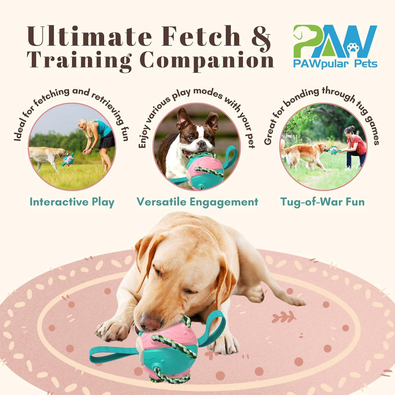 Rebound Frisbee Ball, Multi-Function Chew & Tug Toy for Dogs, Flying Disc, Interactive Tug-of-War Dog Toy, Promotes Dental Health, Ideal for Water Play and Outdoor Fun (Pink & Blue) Pink & Blue - BeesActive Australia