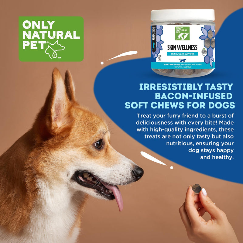 Only Natural Pet Skin Wellness Soft Chew 60 Count Bacon Soft Chews - PawsPlanet Australia