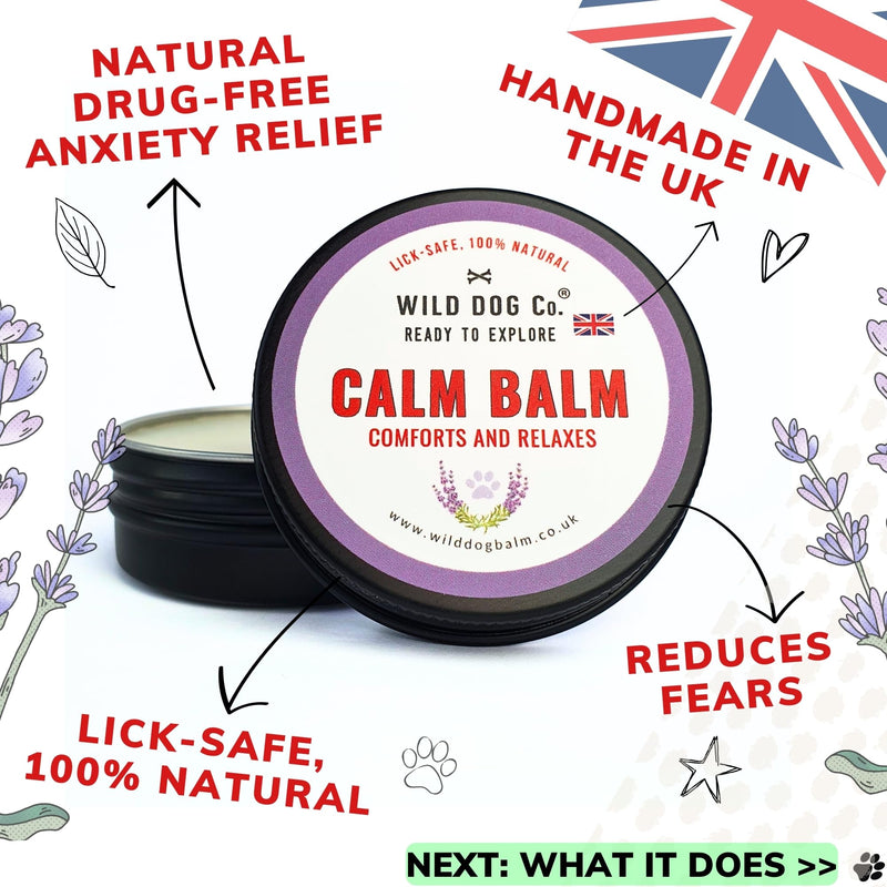 Dog Calm Balm 30g calming remedy for anxious scared tired dogs and puppies,100% safe stress relief without sprays or drops, Made in the UK