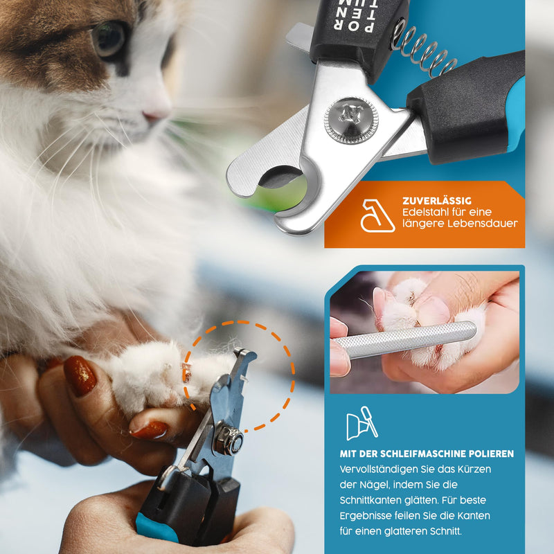 PORTENTUM Claw Scissors for Dogs and Claw Scissors for Cats with Nail File Stainless Steel Claw Clippers High Quality Cutter for Pets Nail Clippers Large With Safety Guard 6” Inch - BeesActive Australia
