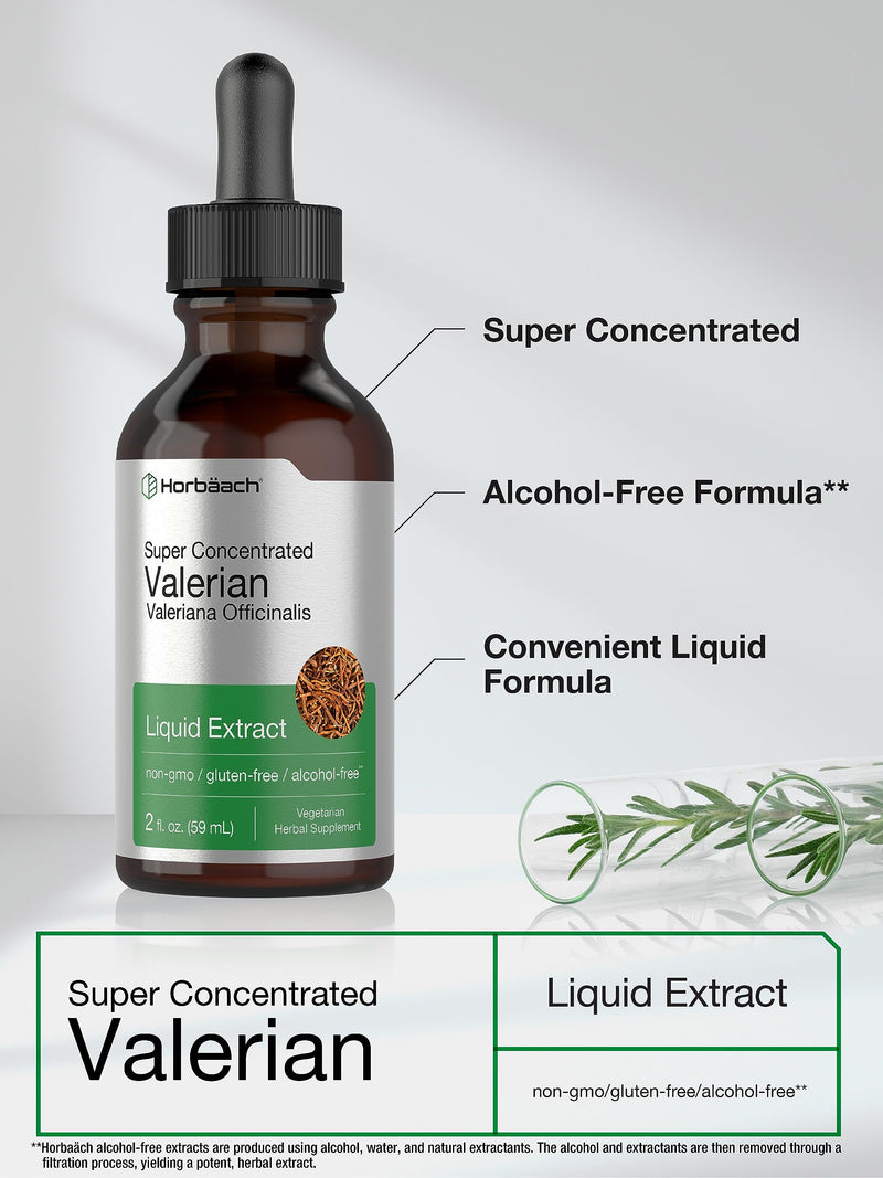Horbäach Valerian Root Extract Drops | 2 fl oz | Alcohol Free | Vegetarian, Non- GMO Gluten Free Liquid - BeesActive Australia