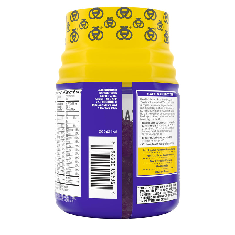 Zarbee's Kids Complete Multivitamin Gummies + Immune Support, 70 ct | For Kids Ages 2+, Children Vitamins Gummy, Vitamin A C D3 E B6 B12, Folic Acid & Total B-complex 70 Count (Pack of 1)