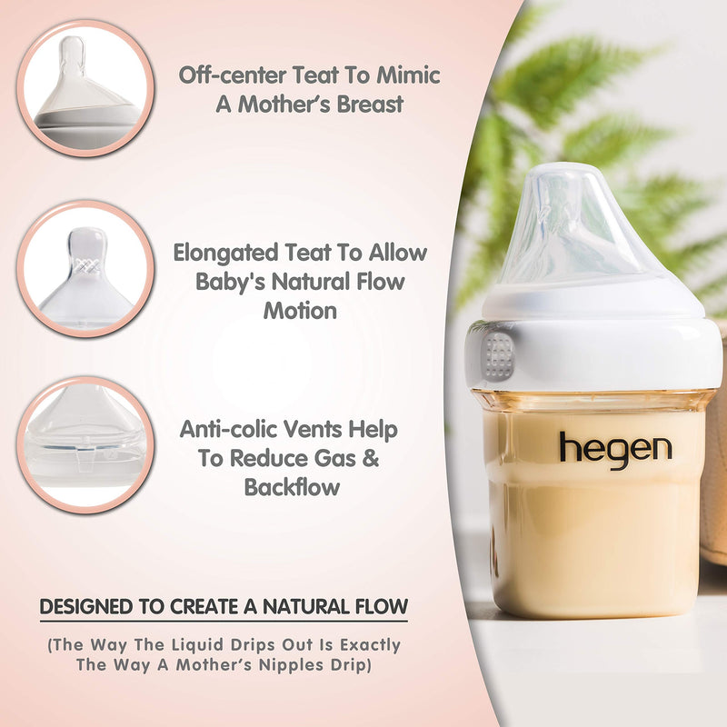 Hegen Baby Bottles – Anti Colic Baby Bottles Wide Neck - Breastfeeding System 8 oz with Medium Flow Teats (2 Pack) 8oz (2 Pack) - BeesActive Australia