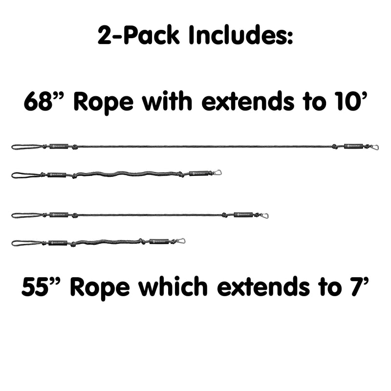 Skog Å Kust Premium PWC Bungee Dock Lines 2-Pack: 4 & 6 Foot Lengths Black - BeesActive Australia