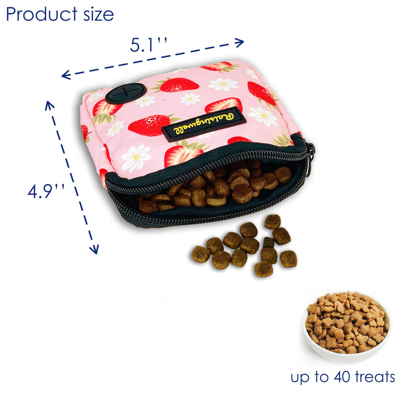 Dog Treat Pouch,Training Clicker and Poop Bags,Strawberry Treat Pouches for Pet Training Pocket Sized Pet Training Pouch, Zipper Pet Feed Snack Reward, for Puppy Travel or Outdoor Use. 2. Strawberry - BeesActive Australia