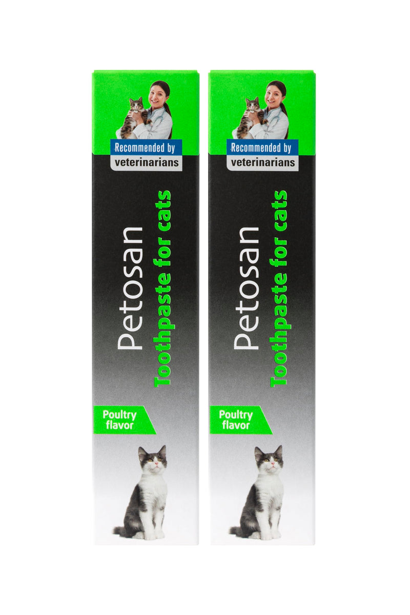 Petosan 2X Toothpaste for Cats - 2X 70g Poultry Flavour Toothpaste for Cat Dental Care - Anti-Tartar, Plaque Control, Vet-Approved - Fresh Breath and Oral Hygiene for All Cats