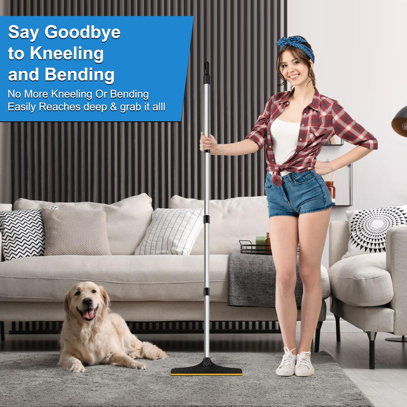 Carpet Rake for Pet Hair Removal,60” Reusable Long Handle Pet Hair Removal Tool,Carpet Rake Scraper,Adjustable Carpet Rake Pet Dog Cat Hair Remover Broom for Couch,Rugs,Mats,Pet Beds,Furniture (Black) Black - BeesActive Australia