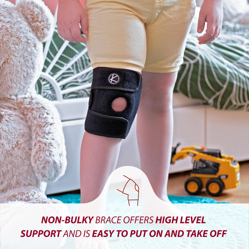KARM Kids Knee Brace - Osgood Schlatter Knee Brace Youth for Kids, Sports, Pain, Arthritis, Patella, Meniscus Tear, MCL, ACL - Adjustable Compression Support for Child, Boys & Girls (Black) One Size Black - BeesActive Australia