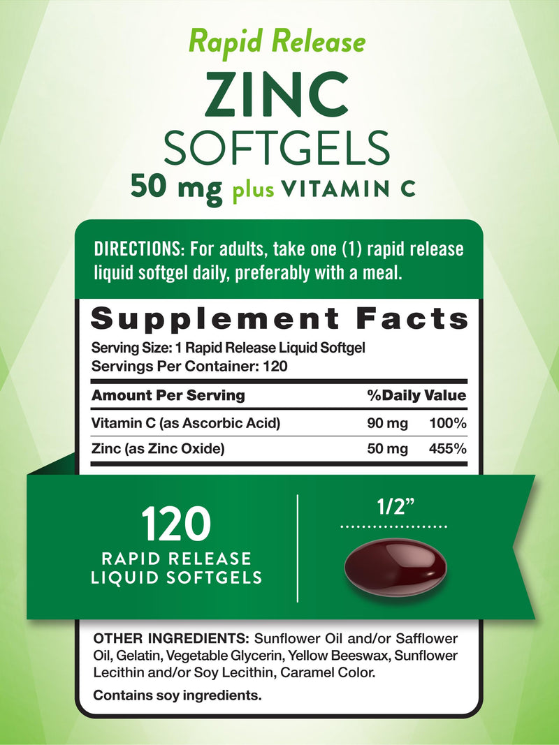 Nature's Truth Zinc with Vitamin C | 50mg | 120 Softgels | Non-GMO & Gluten Free Supplement - BeesActive Australia