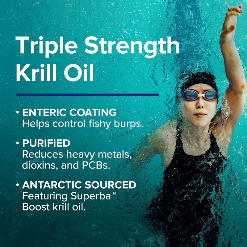 GNC Triple Strength Krill Oil Supplement, 220mg EPA and DHA Omega 3s, Supports Heart, Brain, and Joint Health, Superior Absorption, Antarctic Sourced, Burpless, 30 Softgels, 30 Servings 30 Count (Pack of 1) - BeesActive Australia