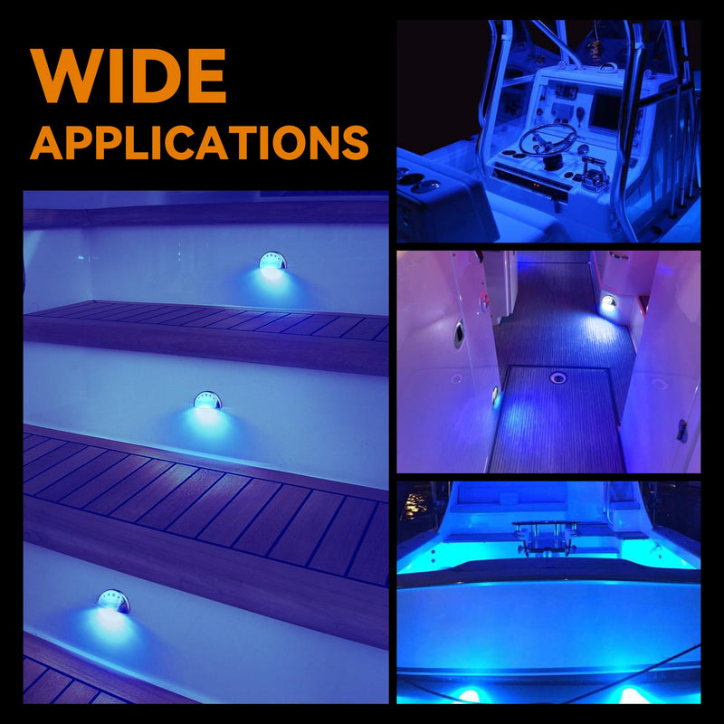 RVZONE Boat Courtesy Lights Waterproof Boat Interior Lighting Deck Lighting Night Fishing Lights Marine Center Console Cockpit Transom -Lights for Pontoon Runaboat Jon Wake Fishing Bass(Blue) Blue
