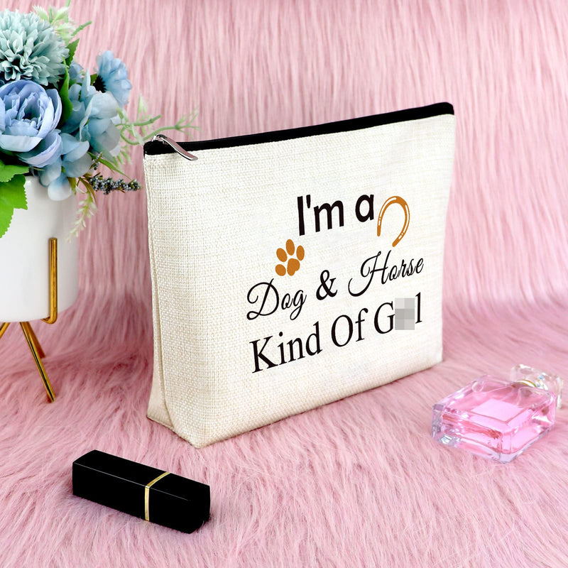 Dog Lover Gift for Women Makeup Bag Horse Lover Gift Horseshoe Gift for Dog Mom Equestrian Gift for Daughter Cosmetic Bag Funny Birthday Graduation Gift for Teen Christmas Gift Travel Cosmetic Pouch Horse lover gift Makeup Bag 2 - BeesActive Australia
