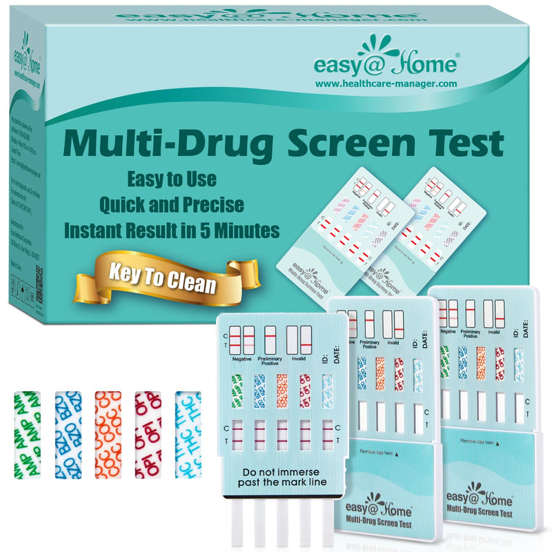 Easy@Home Multi-Drug Screen Test: (12 Pack) at Home Drug Testing Kits Detecting Amphetamine Oxazepam Cocaine Morphine Cannabinoids Human Urine Sample Only - #EDOAP-754 12 Pack - BeesActive Australia