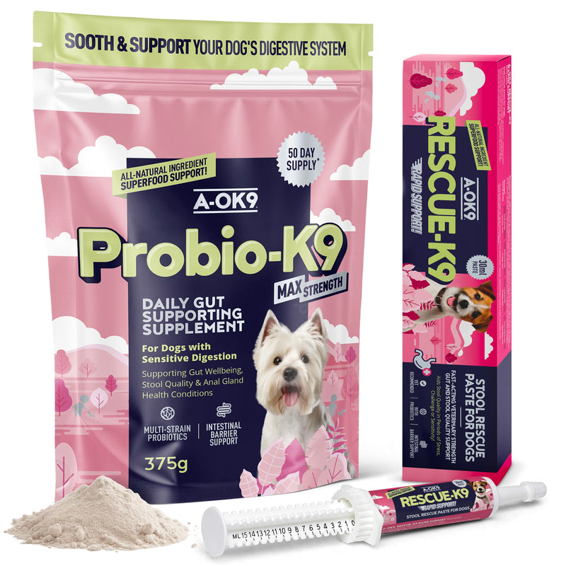 Probio-K9 Digestive Supplement + Probiotic Paste for Dogs | Daily Gut Health, Digestive & Tummy Support | Probiotics, Prebiotics & Stool Forming Fibres | Upset Stomach & Firm Stool Support | UK Short