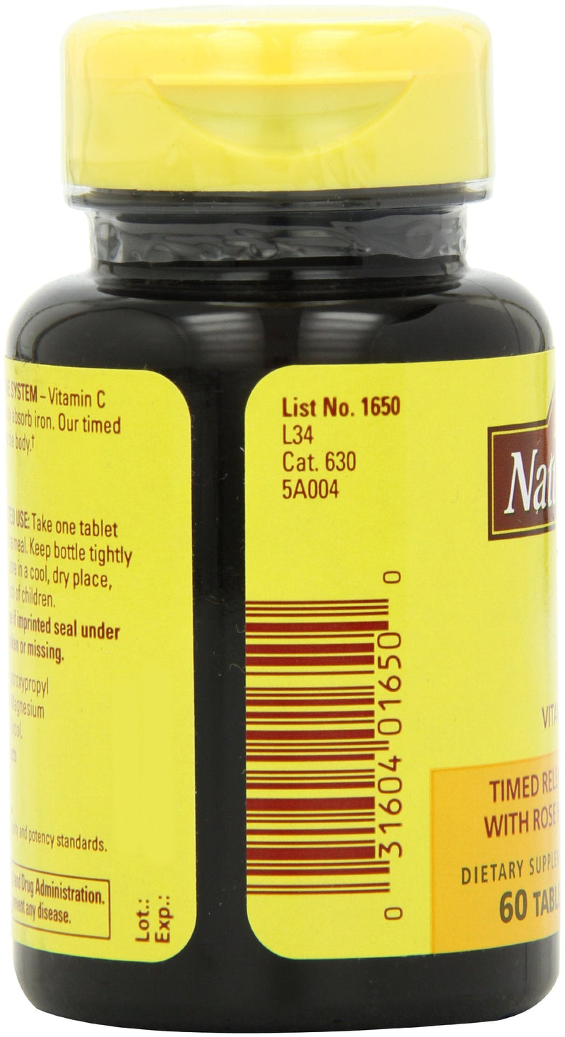 Nature Made Vitamin C 1000 mg Time Release Tablets with Rose Hips, 60 Count to Help Support the Immune System 60 Count (Pack of 1)