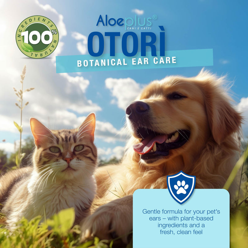 Otorì Cat and Dog Ear Cleaner 125ml – Natural Ear Wash for Pets with Organic Aloe Arborescens, Tea Tree Oil and Calendula – Gentle Hygiene and Soothing Formula