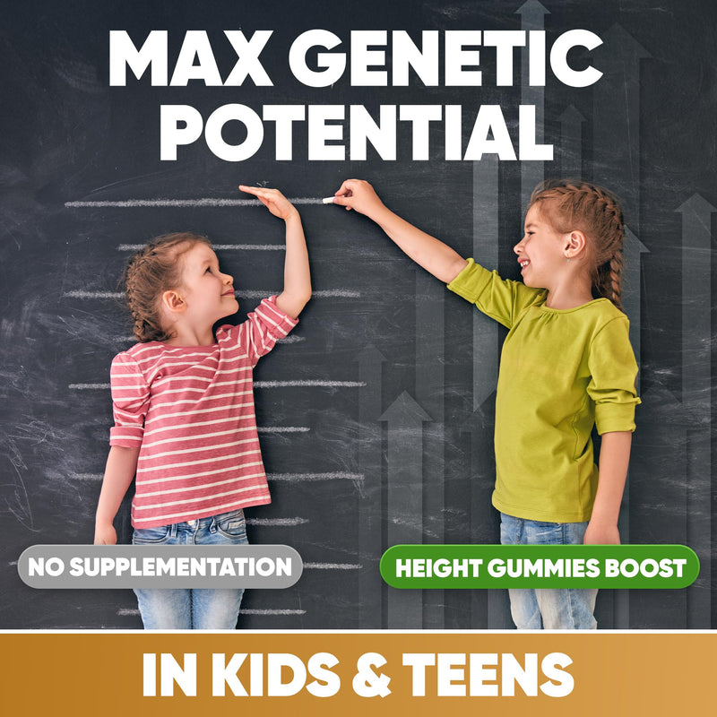 Height Growth Increase Vitamin Gummies, Calcium 100mg, Magnesium Glycinate 30mg, Zinc, Ashwagandha, Vitamin K2 D3 25mg Grow Tall Supplement, Multivitamin for Kids, Teens Boy & Girl, Teen Boy Vitamins 120 Count (Pack of 1)