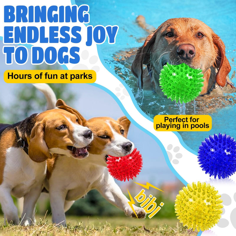 Light Up Squeaky Dog Balls: Led Dog Balls for Aggressive Chewers Large Chew Toys for Teething - Spikey Dog Balls for Small, Medium, Large Dogs - BeesActive Australia