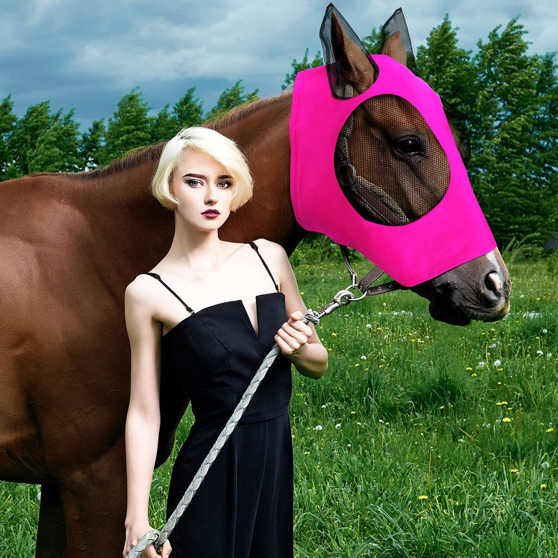 Frienda 4 Pcs Horse Fly Masks for Horses Fly Mask for Horses with Ears Protection Horse Mask Smooth Elastic Fly Mask with Sun Protection for Horses(Purple, Blue, Pink, Black, Medium) Purple, Blue, Pink, Black - BeesActive Australia