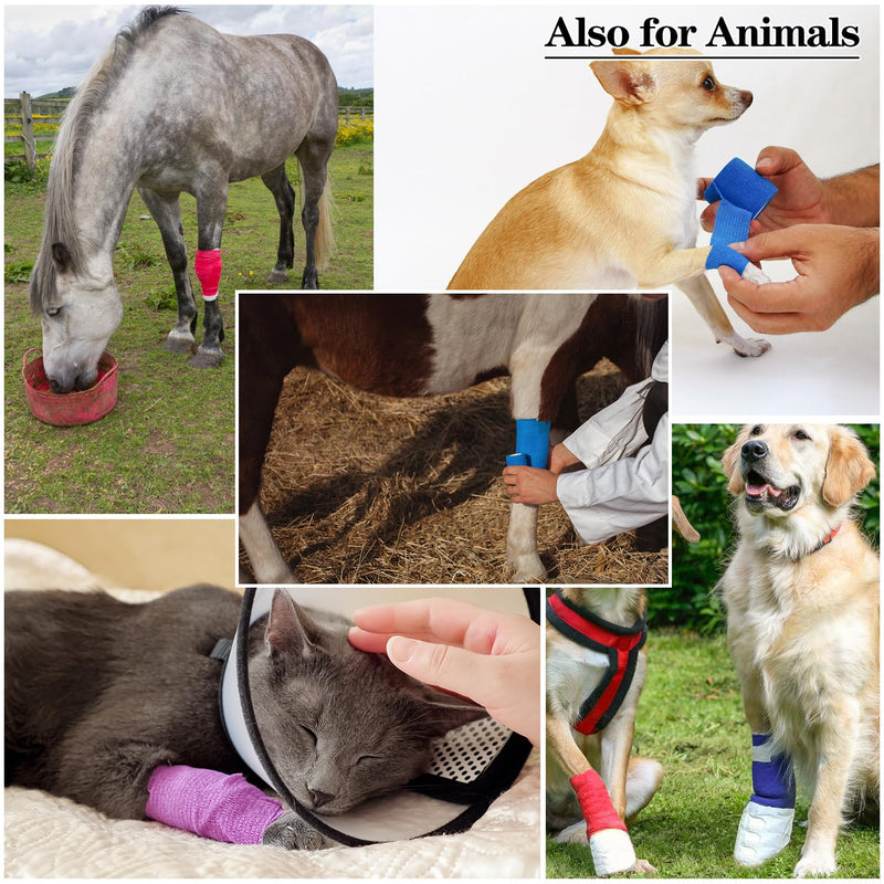 6pcs 2in Self Adhesive Bandage Wraps, Vet Wraps, 12 Colors to Choose, 5 Yard Self Adherent Wraps for Sports, Wrist, Ankle and Swelling 6pcs Skin Color 2 Inch