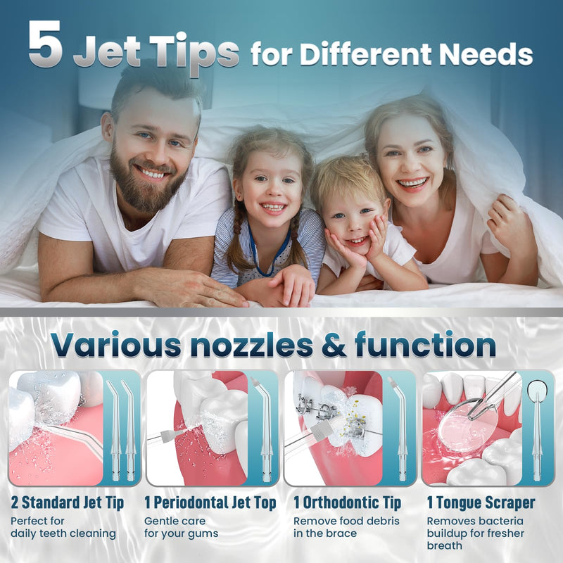 Water Flosser for Teeth Cleaning, 300ML Portable Cordless Oral Irrigator with DIY Strength, 4 Modes, IPX7 Waterproof & 30-Day Battery, 2-Min Smart Timer for Home/Travel Dental Care, Green
