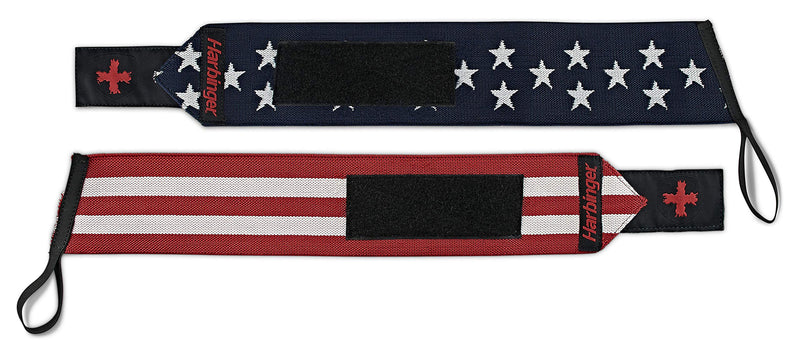 Harbinger Red Line 18-Inch Weightlifting Wrist Wraps for Men and Women (Pair) Flag
