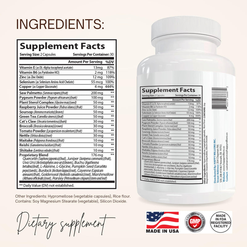 Prostate Support | Saw Palmetto,Pumpkin Seed | 60 Veg Capsules