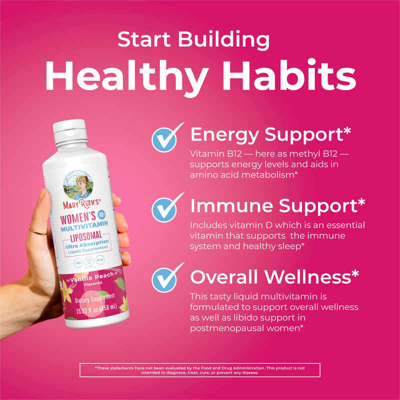 MARYRUTH'S Multivitamin Liposomal for Women 40+ | Womens Multivitamin Liposomal | Immune Support Supplement | Menopause Support| Methylated Multivitamin | Vegan | Sugar Free | Non-GMO | 15.22 Fl Oz | 15.22 Fl Oz, Sugar Free