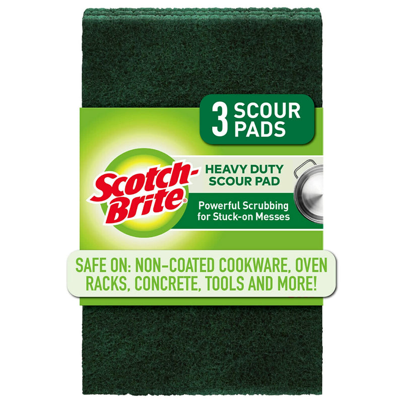 Scotch-Brite Heavy Duty Scour Pads, Great For The Kitchen, Garage and Outdoors, 3 Pads - BeesActive Australia