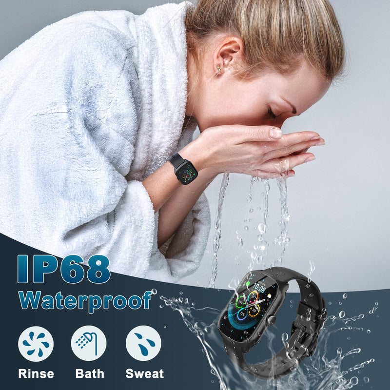 Smart Watch for Men Women, 1.95'' HD Curved Screen Smartwatch(Answer/Make Call), Fitness Tracker with 112 Sport Modes, IP68 Waterproof Fitness Watch with Heart Rate/Sleep Monitor/Pedometer/Calories Black