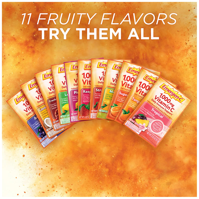 Emergen-C 1000mg Vitamin C Powder, with Antioxidants, B Vitamins and Electrolytes, Immunity Supplements for Immune Support, Caffeine Free Fizzy Drink Mix, Pink Lemonade Flavor - 30 Count - BeesActive Australia