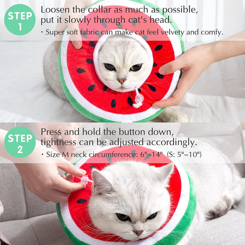 crazy bean Postoperative Protective Collar for Cats Soft Adjustable Safe and Comfortable Cute Elizabethan Kitten Collar Watermelon - BeesActive Australia