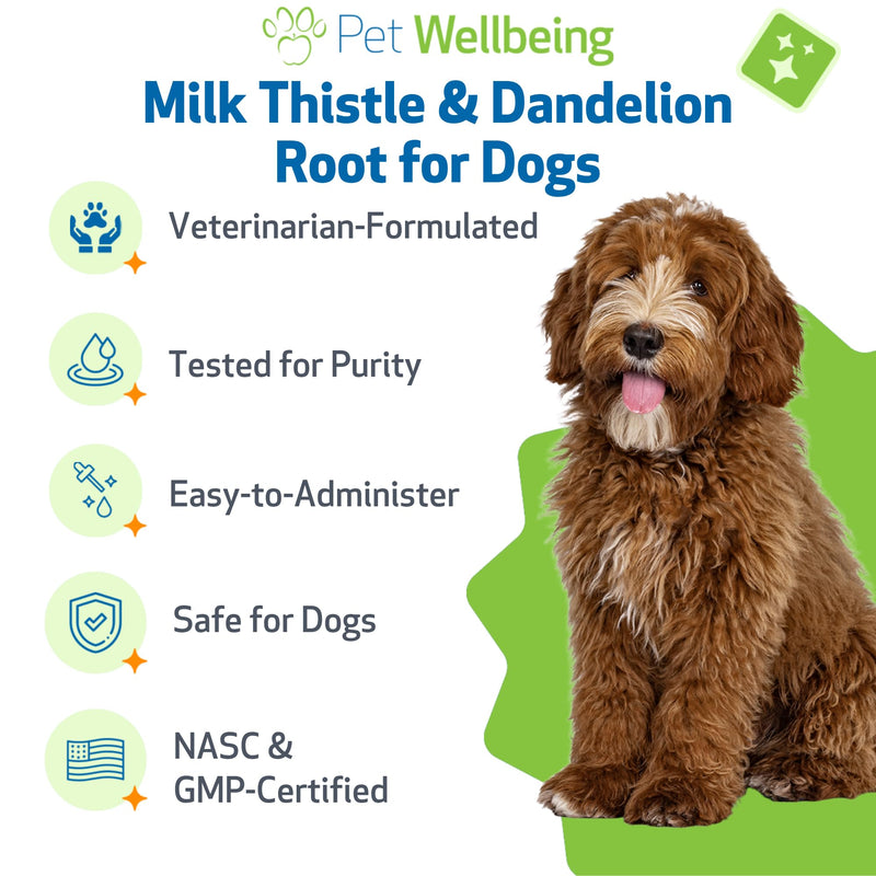 Pet Wellbeing Organic Milk Thistle & Organic Dandelion Root for Dogs - NASC Certified & Vet-Formulated Liver Support, Bile Flow, Digestive & Metabolic Wellness Bundle, Natural Bacon Flavor, 2 (2 oz)