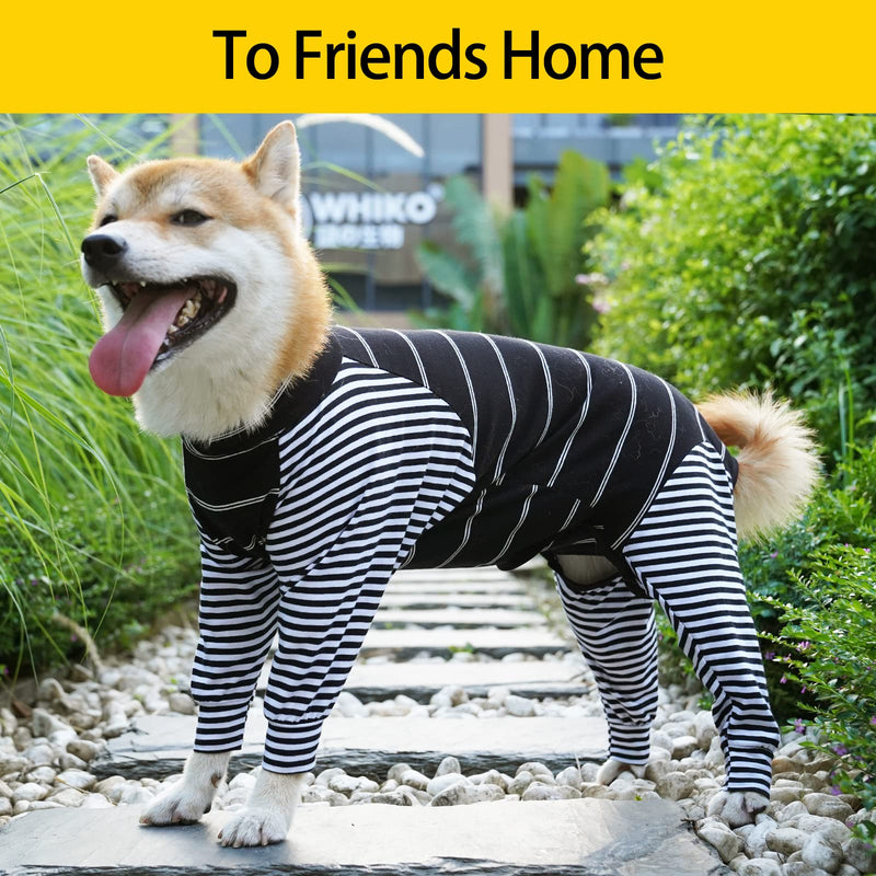 Dog Surgical Suit Onesie with Legs Long Sleeve Breathable Post Surgery Pajamas Anti Licking Abdominal Wounds Dog Cone Alternative for Pets Size XL Black XL (Pack of 1) - BeesActive Australia