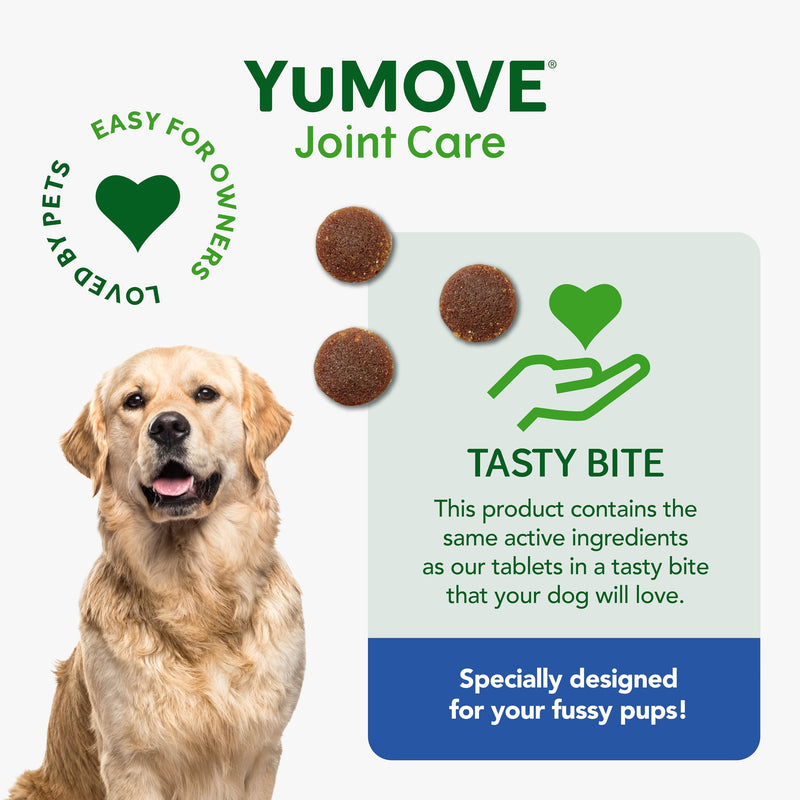 YuMOVE Senior Dog Joint Supplement, Daily Bites for Joint Care, Essential Dog Hip and Joint Aid for Senior Dogs with Glucosamine, Chondroitin, Green Lipped Mussel, Aged 8+, 60 Chews Non-Eco