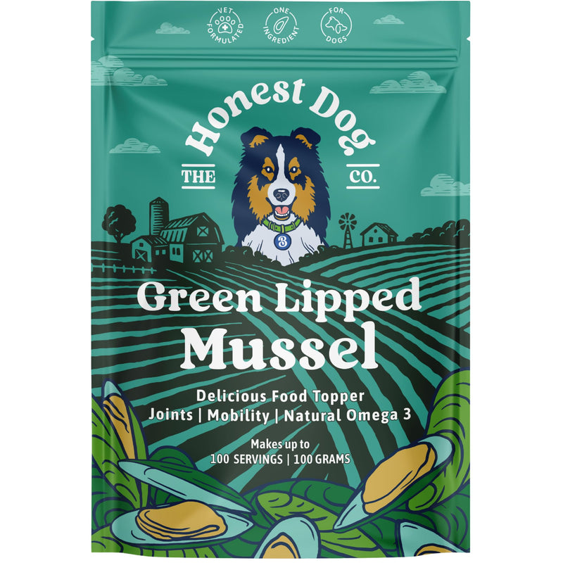 Green Lipped Mussel for Dogs | 100% Pure New Zealand Green Lipped Mussel Powder | Joint Support Omega 3, Glucosamine & Chondroitin | Additive Free, Freeze Dried | 100g | by Honest Dog Co. 100 Grams