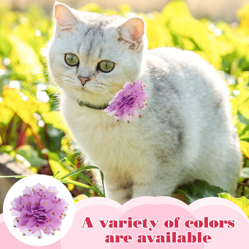 10Pcs Dog Flower Collar Accessory Gold Glitter Pet Collar Flowers Multi-Color Pet Flower Collars Dog Charms Flower Soft Chiffon Dog Bow Tie Charms Flower Cat Flower Collar Pet Bow Tie Flowers - BeesActive Australia