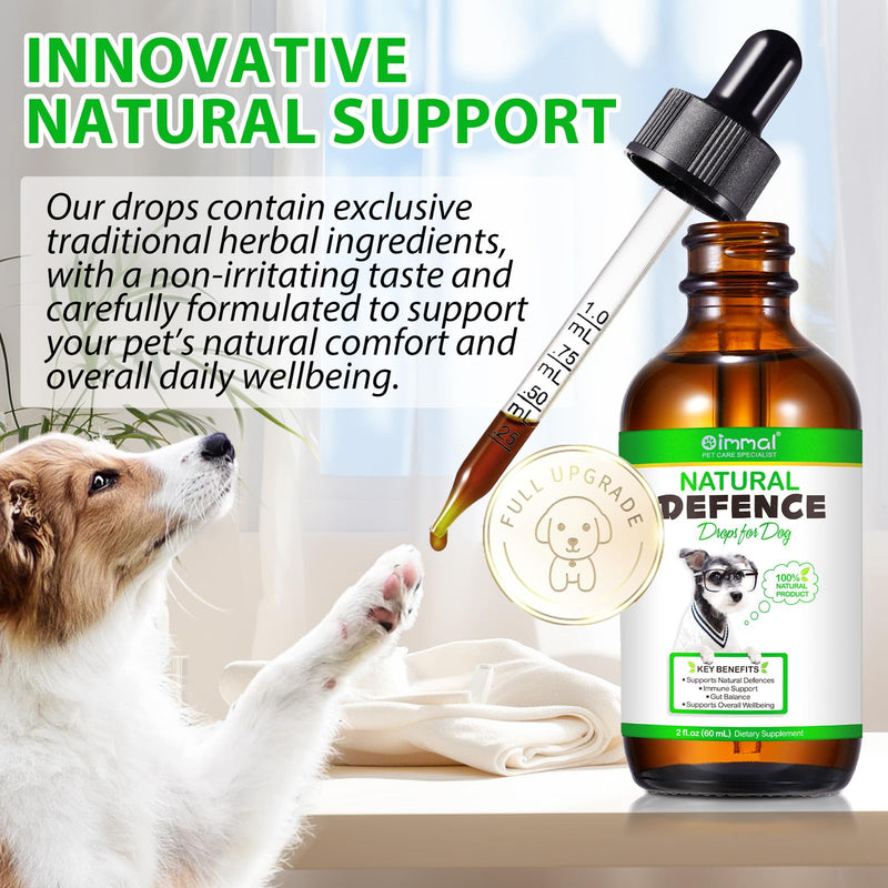 2Pack Natural Defence Drops for Dogs,Dog Immune Support Drops | Supports Joint, Digestion, Immunity & Skin Health | For Everyday Vitality | Suitable for All Breeds | 60ml