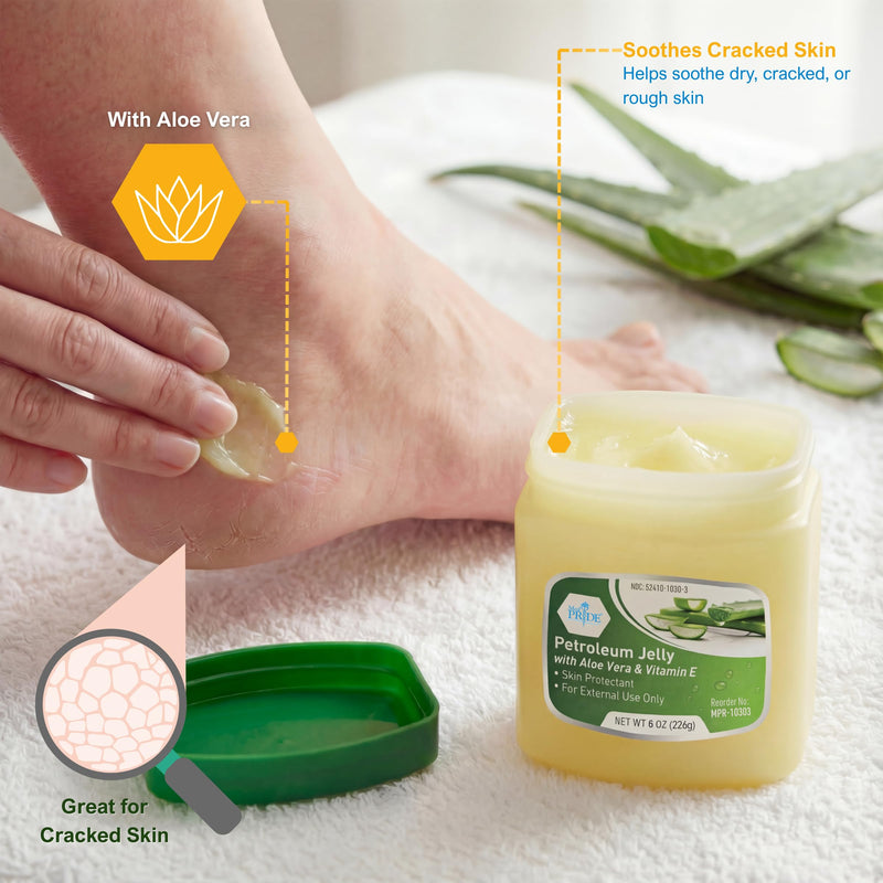 MED PRIDE Petroleum Jelly with Aloe Vera & Vitamin E, Protectant, 8 oz 8 Ounce (Pack of 1)