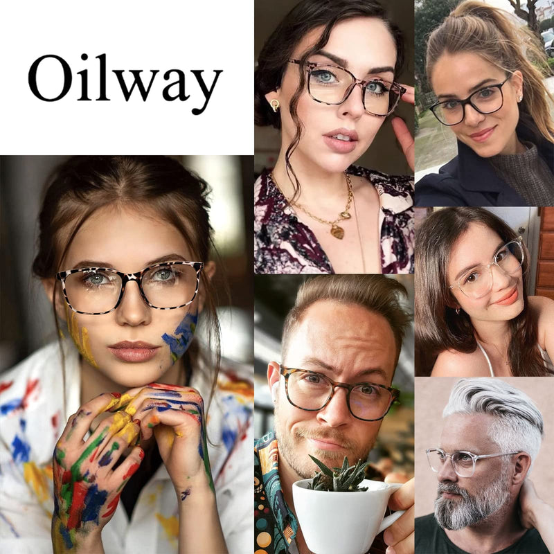 Oilway Blue-Light Blocking Glasses Computer Reading/Gaming/TV/Phones Glasses Fashion Anti Eyestrain UV Glasses for Women Men A1 Black + Transparent Clear - BeesActive Australia