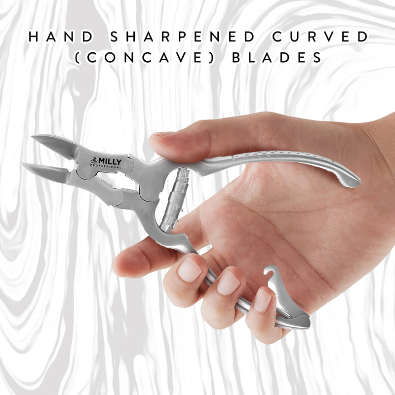 High Carbon Steel Professional Nail Clippers for Seniors & Podiatrist Toenail Clippers | Hammer Forged to Trim Thick or Hard Toenails | Heavy Duty Toenail Clippers for Thick Toenails (Silver) Silver