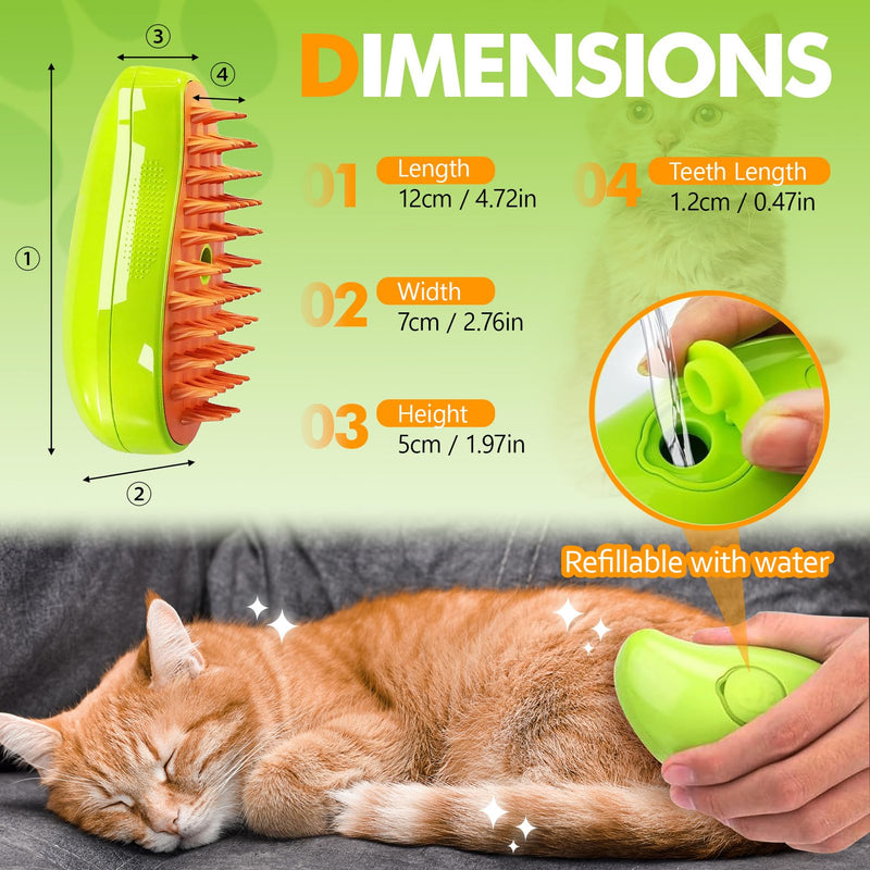 Cat brush with steam, 3-in-1 steam brush cat green steamy brush cat steam brush for cats with spray cat brush with water cat steam brush care brush for cats and dogs for hair removal - BeesActive Australia