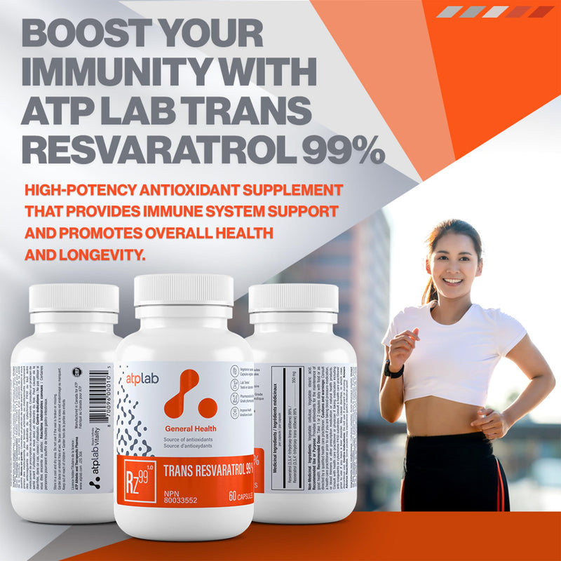 ATP LAB Trans Resveratrol 60 Capsules 60-Day Supply - Source of Antioxidants - Improve Immune System, Cardiovascular Health and Enhance Skin Health - Non-GMO and Gluten-Free