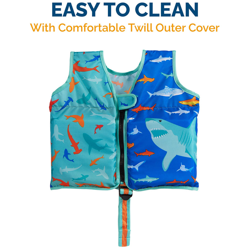 SwimWays Swim Vest, Learn to Swim Personal Flotation Device for Swim Training, Pool Floats & Swimming Pool Accessories for Kids 2-4 Years, Shark - BeesActive Australia