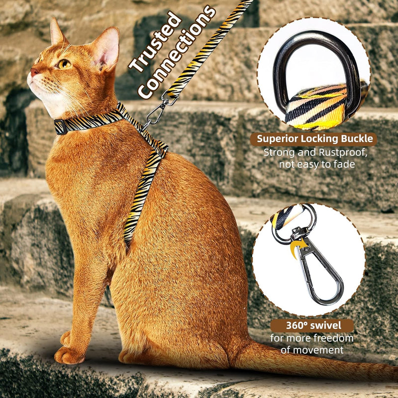 Cat Harness and Leash Escape Proof, Adjustable Soft Kitten Leash for Outdoor Walking & Travel with Breathable Nylon, 4.9ft Cat Leash for Adult - Lightweight & Safe Large Cat Harness [M] Neck Girth: 12.2"-15.7", Chest Girth: 15.7"-20.47" - BeesActive Australia