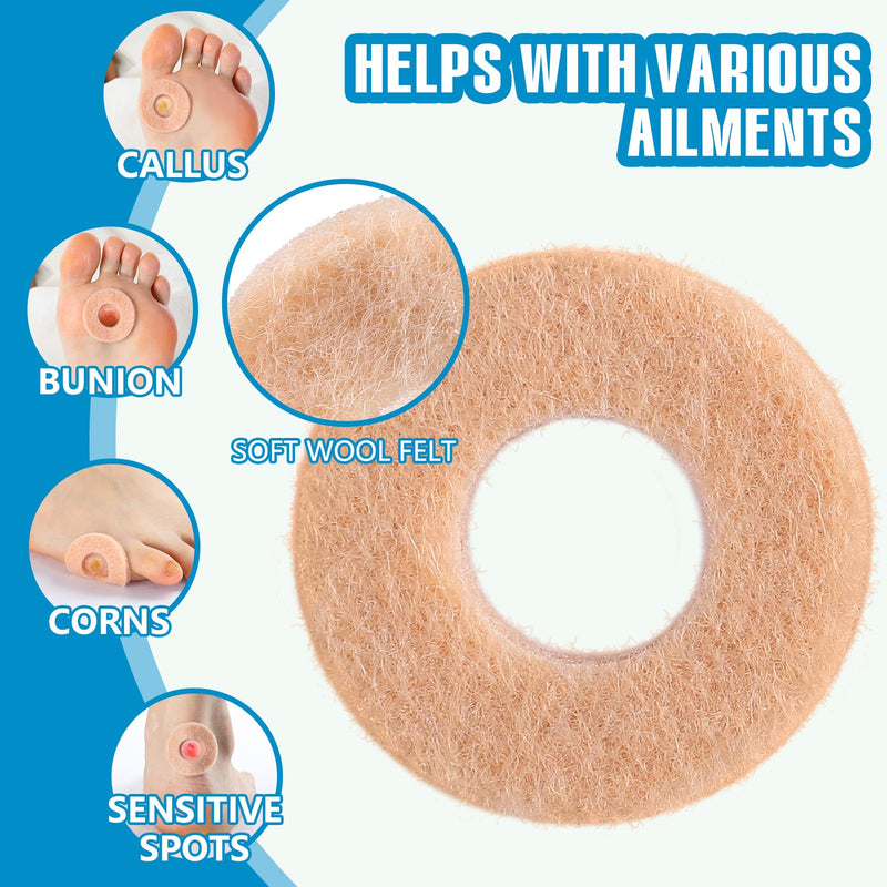 Nuanchu 90 Pcs Callus Pads for Bottom of Foot Soft Felt Callus Cushions Round Shape Corn Pads Self Adhesive Feet Corn Cushion for Men and Women Feet Toes Heel Pain Relief(Regular for Foot) Regular for Foot - BeesActive Australia